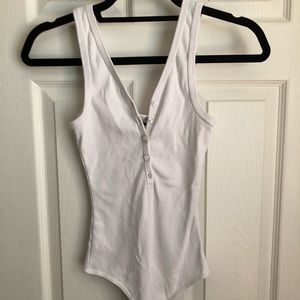 Ribbed henley bodysuit